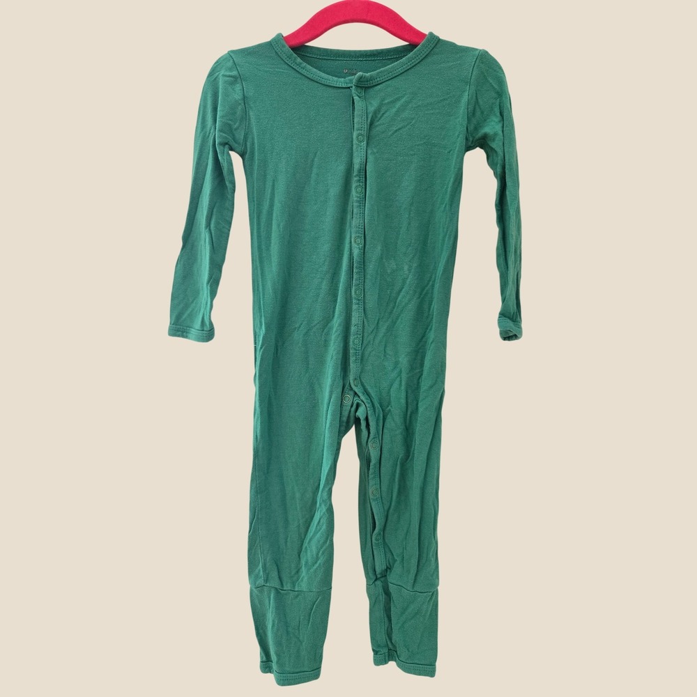 Kyte Baby Emerald Green Bamboo Snap Romper 18-24 Months Long Sleeve Pajamas